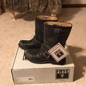 Frye Jenna Engineer Short Black Boot